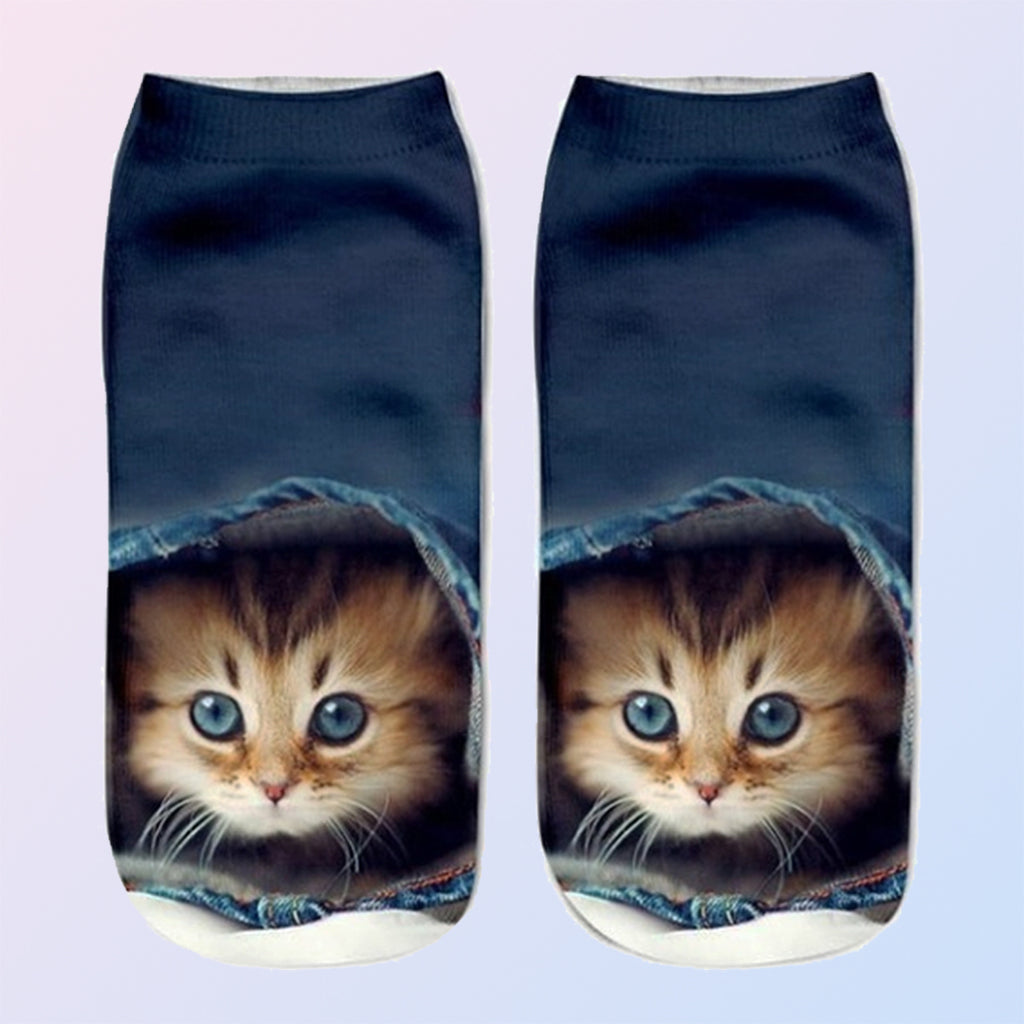 Cat Socks - Baby Blue