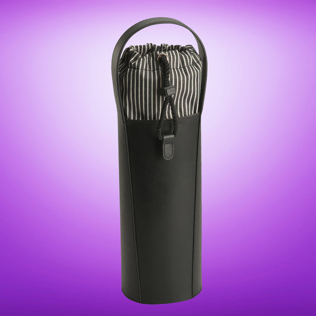 Leather Striped Single Wine Carrier