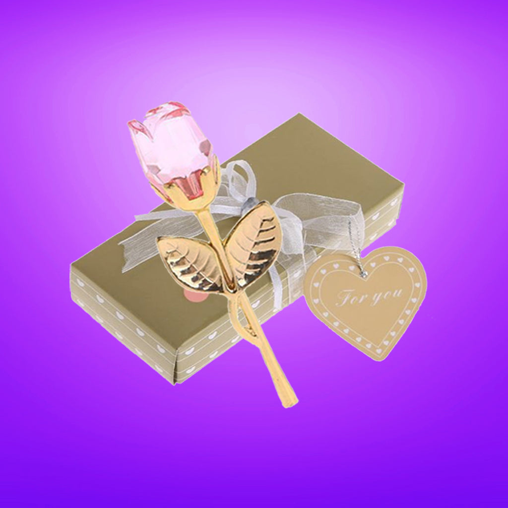 Mini Crystal Pink Rose - Gold
