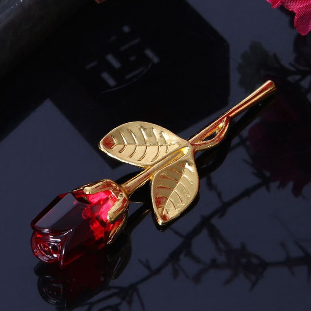 Mini Crystal Red Rose - Gold