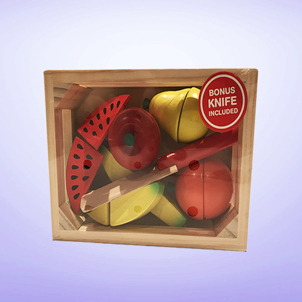 Wooden Fruit Set with Knife